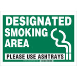 image of Brady B-401 Polystyrene Rectangle White Smoking Area Sign - 10 in Width x 14 in Height - 103844