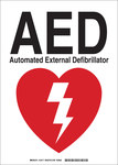 image of Brady B-401 Polystyrene Rectangle White Defibrillator (AED) Sign - 10 in Width x 14 in Height - 102717