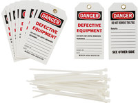 image of Brady 87004 Black / Red on White Polyester Equipment Safety Tag - 3 in Width - 5 3/4 in Height - B-851
