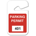 image of Brady Red Vinyl Pre-Printed Vehicle Hang Tag - 2 3/4 in Width - 4 3/4 in Height - 96274 Numbered range for this particular product is 401.