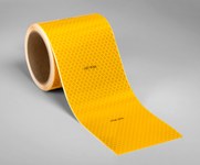 image of 3M Diamond Grade 983-21 FRA Fluorescent Yellow Reflective Tape - 4 in Width x 18 in Length - 0.014 to 0.018 in Thick - 34040