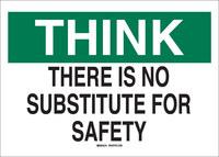 image of Brady B-555 Aluminum Rectangle White Safety Awareness Sign - 10 in Width x 7 in Height - 42918