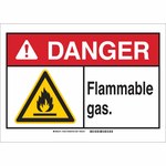 image of Brady B-120 Fiberglass Rectangle White Flammable Material Sign - 14 in Width x 10 in Height - Flame-Retardant - 145015