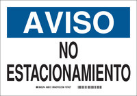 image of Brady B-555 Aluminum Rectangle White Parking Restriction, Permission & Information Sign - 10 in Width x 7 in Height - Language Spanish - 38512