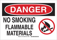 image of Brady B-555 Aluminum Rectangle White Flammable Material Sign - 10 in Width x 7 in Height - 131779