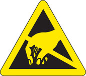 image of Brady 60190 Black on Yellow Triangle Vinyl Static Warning Label - 1/2 in Width - 1/2 in Height - B-946