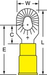 image of 3M Scotchlok MNG10-610RX Yellow Butted Nylon Butted Ring Terminal - 1.19 in Length - 0.39 in0.39 in Wide - 0.135 in Inside Diameter - #6 Stud - 58990
