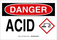 image of Brady B-555 Aluminum Rectangle White Chemical Warning Sign - 10 in Width x 7 in Height - 131819