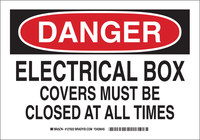 image of Brady B-555 Aluminum Rectangle White Electrical Safety Sign - 10 in Width x 7 in Height - 127020