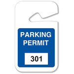 image of Brady Blue Vinyl Pre-Printed Vehicle Hang Tag 96264 - Printed Text = PARKING PERMIT - 2 3/4 in Width - 4 3/4 in Height - 754476-96264
