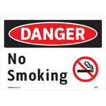 image of Brady Aluminum Rectangle White No Smoking Sign - 10 in Width x 7 in Height - 102494