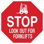 image of Brady B-555 Aluminum Octagon Red Truck & Forklift Warehouse Traffic Sign - 18 in Width x 18 in Height - 124510