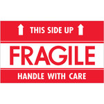 image of Tape Logic SCL521 Fragile Labels - 3 in x 5 in - Semi-Gloss Coated Paper - Red/White - 11237