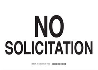 image of Brady B-401 High Impact Polystyrene Rectangle White Soliciting Sign - 14 in Width x 10 in Height - 95445
