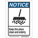 image of Brady B-401 Polystyrene White Keep Clean Sign - 10 in Width x 14 in Height - 45104