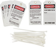 image of Brady 65359 Black / Red on White Polyester Equipment Safety Tag - 3 in Width - 5 3/4 in Height - B-851