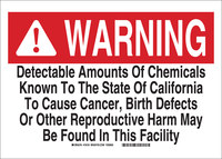 image of Brady B-555 Aluminum Rectangle White Chemical Warning Sign - 14 in Width x 10 in Height - 18154