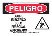 image of Brady B-401 Polystyrene Rectangle White Electrical Safety Sign - 10 in Width x 7 in Height - Language Spanish - 38966