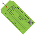 Green 13 Point Cardstock Inspection Tags 2 Part - Numbered 000-499 - Pre-Wired - 4 3/4 in Width - 2 3/8 in Height - 9406
