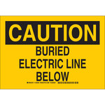 image of Brady B-555 Aluminum Rectangle Yellow Buried Cable or Line Sign - 10 in Width x 7 in Height - 126942