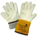 image of Global Glove CR100MTC White Large Grain Cowhide Welding Glove - CR100MTC/LG