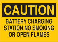 image of Brady B-120 Fiberglass Reinforced Polyester Rectangle Yellow Battery Room Sign - 14 in Width x 10 in Height - 70223