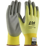 image of PIP G-Tek KEV 09-K1250 Gray/Yellow Medium Cut-Resistant Gloves - ANSI A2 Cut Resistance - Polyurethane Palm & Fingertips Coating - 9.1 in Length - 09-K1250/M