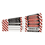 image of Brady 50280 Black / Red on White Rectangle Vinyl Lockout / Tagout Label - 4 1/2 in Width - 3/4 in Height - B-826
