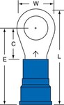 image of 3M Scotchlok MN6-38RK Blue Brazed Nylon Brazed Ring Terminal - 1.58 in Length - 0.63 in0.63 in Wide - 0.25 in Inside Diameter - 3/8 in Stud - 08275