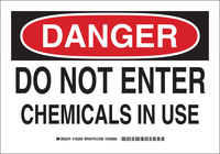 image of Brady B-555 Aluminum Rectangle White Chemical Warning Sign - 10 in Width x 7 in Height - 126198