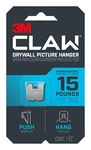 image of 3M CLAW Stainless Steel Drywall Picture Hanger - 0.9 in Length x 0.9 in Width 15 lb Weight Capacity - 66217