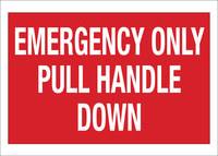 image of Brady B-555 Aluminum Rectangle Red Emergency Use Sign - 10 in Width x 7 in Height - 43279