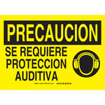 image of Brady B-401 Polystyrene Rectangle Yellow PPE Sign - 14 in Width x 10 in Height - Language Spanish - 38982