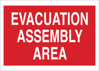 image of Brady B-555 Aluminum Rectangle Red Emergency Evacuation Sign - 14 in Width x 10 in Height - 95504
