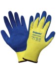 image of Global Glove Gripster 300KV Blue/Yellow XL Cut-Resistant Gloves - ANSI A3 Cut Resistance - Rubber Palm & Fingers Coating - 300KV/XL