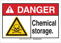 image of Brady B-555 Aluminum Rectangle White Chemical Storage Sign - 14 in Width x 10 in Height - 144879