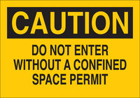 image of Brady B-555 Aluminum Rectangle Yellow Confined Space Sign - 10 in Width x 7 in Height - 40627