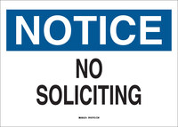 image of Brady B-302 Polyester Rectangle White Soliciting Sign - 10 in Width x 7 in Height - Laminated - 84153