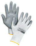 image of Sperian Pure Fit 390 Gray/White Large Nylon Work Gloves - Nitrile Foam Palm & Fingers Coating - Smooth Finish - 390-L