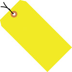 image of Fluorescent Yellow 13 Point Cardstock Shipping Tags - 5 1/4 in Width - 9527