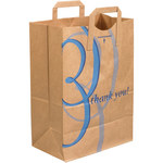 image of Kraft Flat Handle Grocery Bags - 7 in x 12 in x 17 in - SHP-4007