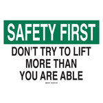 image of Brady B-120 Fiberglass Reinforced Polyester Rectangle White Safe Lifting Sign - 14 in Width x 10 in Height - 69173