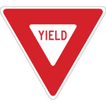image of Brady B-959 Aluminum Triangle White Stop Signs, Traffic Control Signs & Banners Sign - 36 in Width x 36 in Height - 115276