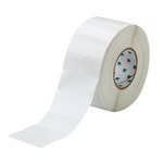 image of Brady THT-74-427-10 Die-Cut Printer Label Roll - 0.8 in x 1.437 in - Vinyl - Clear / White - B-427 - 30348
