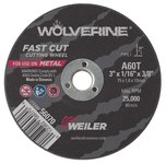 image of Weiler Wolverine Cutoff Wheel 56070 - Type 1 - Straight Wheel - 3 in - Aluminum Oxide - 60 - T