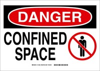 image of Brady B-555 Aluminum Rectangle White Confined Space Sign - 10 in Width x 7 in Height - 131679