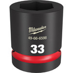 image of Milwaukee SHOCKWAVE Impact Duty 49-66-6598 6 Point 33 mm Socket - Forged Steel - 1 in Drive - 2.44 in Length - 58509
