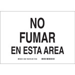image of Brady B-401 High Impact Polystyrene Rectangle White No Smoking Sign - 10 in Width x 7 in Height - Language Spanish - 38957