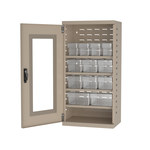 image of Akro-Mils Akrodrawers ACQV4PAST Secure Mini-Cabinet - Steel - Putty - 19 1/4 in x 13 1/4 in x 38 in - ACQV4PAST CLEAR