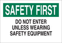 image of Brady B-401 Polystyrene Rectangle White PPE Sign - 14 in Width x 10 in Height - 22192